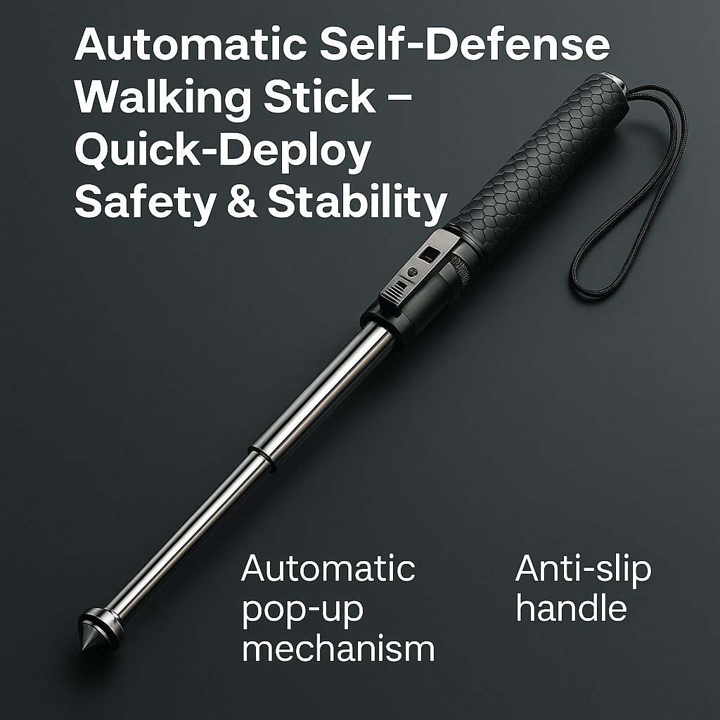 ApexGuard Trek Self Defense Walking Stick With Automatic Deploy And Stability