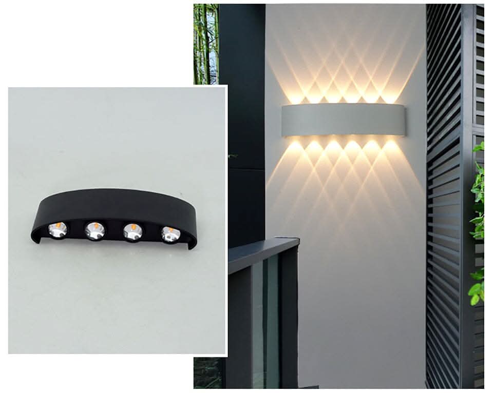 Vandtæt LED udendørs væglampe med aluminiumsramme, elegant og energieffektiv