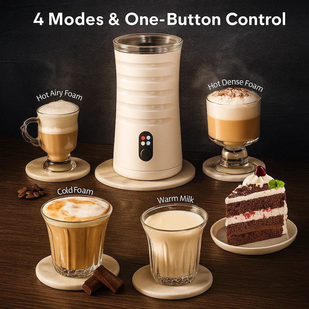 NovaBrew 4-in-1 Maitovaahtorin ja Höyrystimen Baristalaatuisen Kahvin Valmistukseen Kotiin