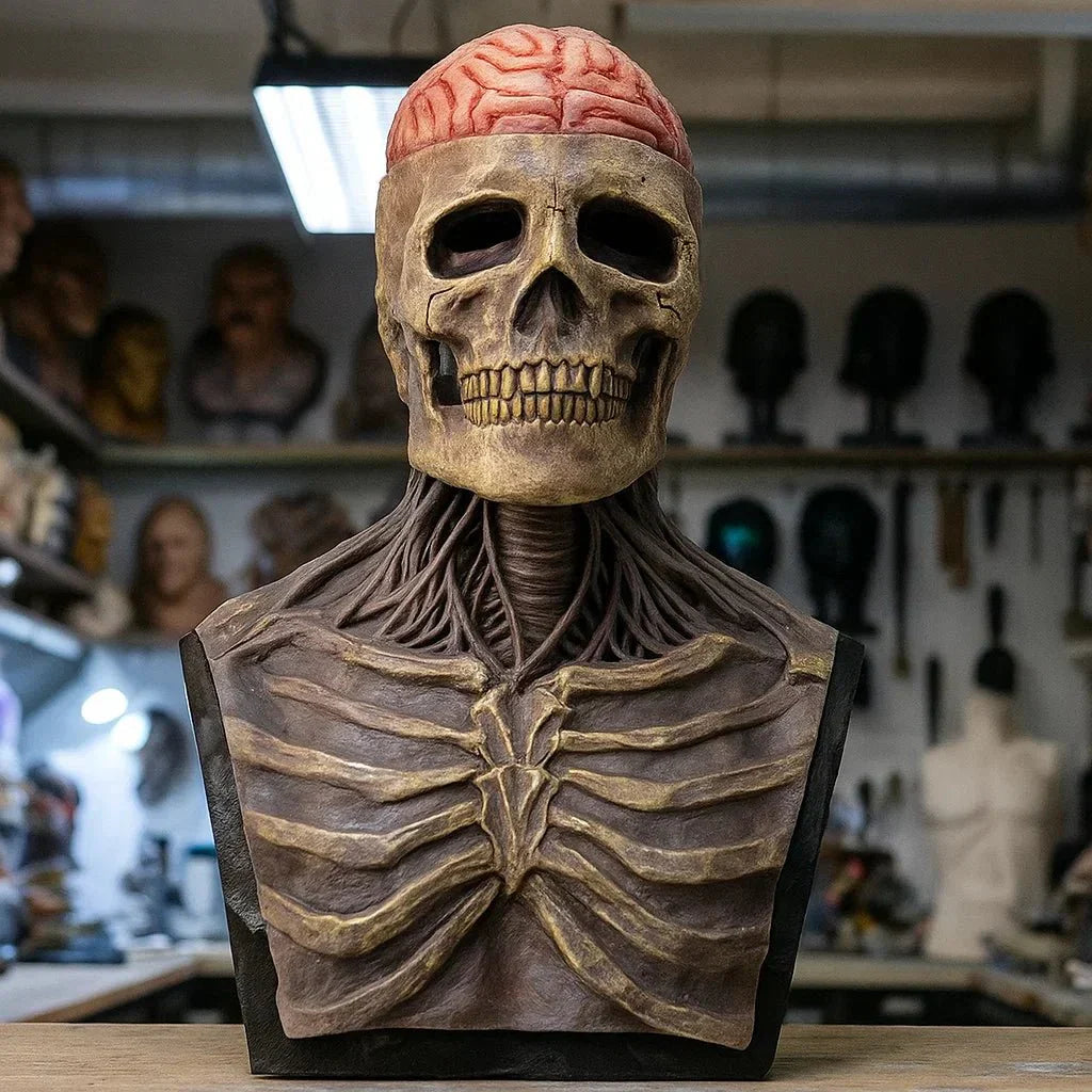 GrimShade Realistic Skeleton Mask With Hat For Ultimate Halloween Disguise