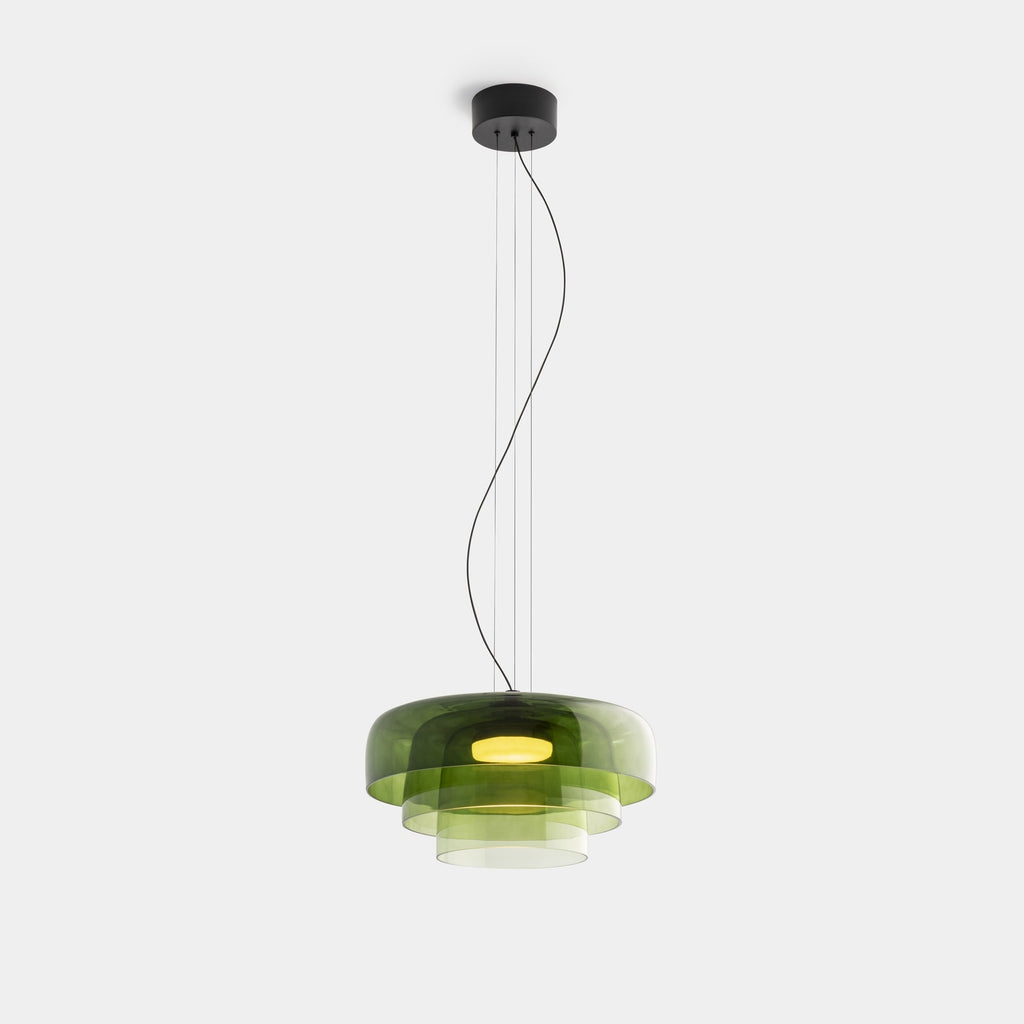 FjordGlow Glass Pendant Light With Metal Shade For Dining Room 110V-120V