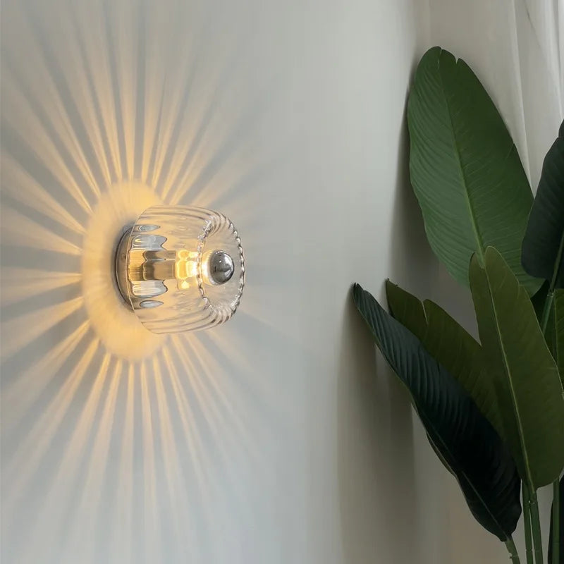 VeroLume szklana lampa ścienna w stylu nordyckim Bauhaus do salonu