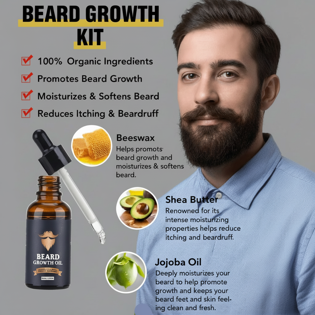 BeardVigor Kit Completo per la Crescita e la Cura della Barba