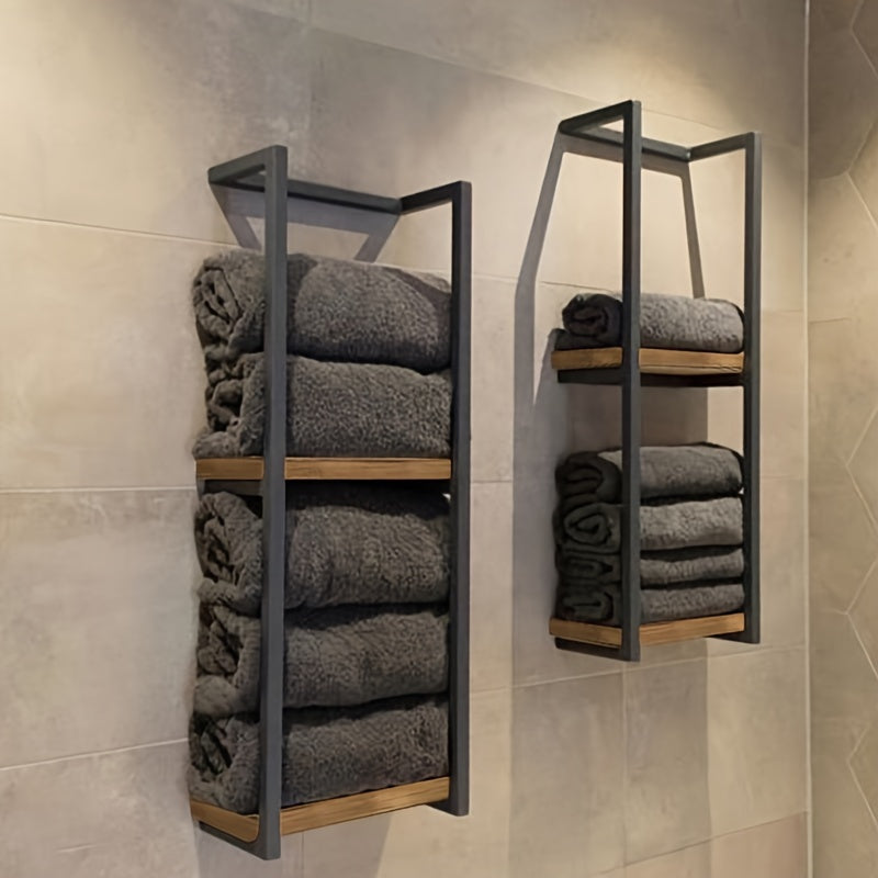 Space Saving Towel Rack Wall Mounted Holder for an Organized Bathroom