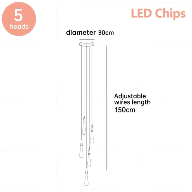 Aurelle | Lampadario a Goccia di Vetro per Soggiorni e Sale da Pranzo