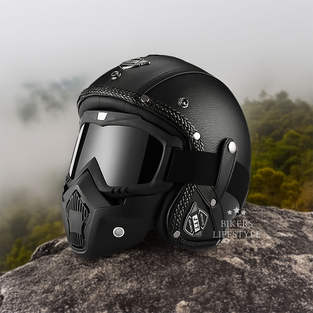 Astra Heritage Open Face Motorcycle Helmet DOT and ECE Certified