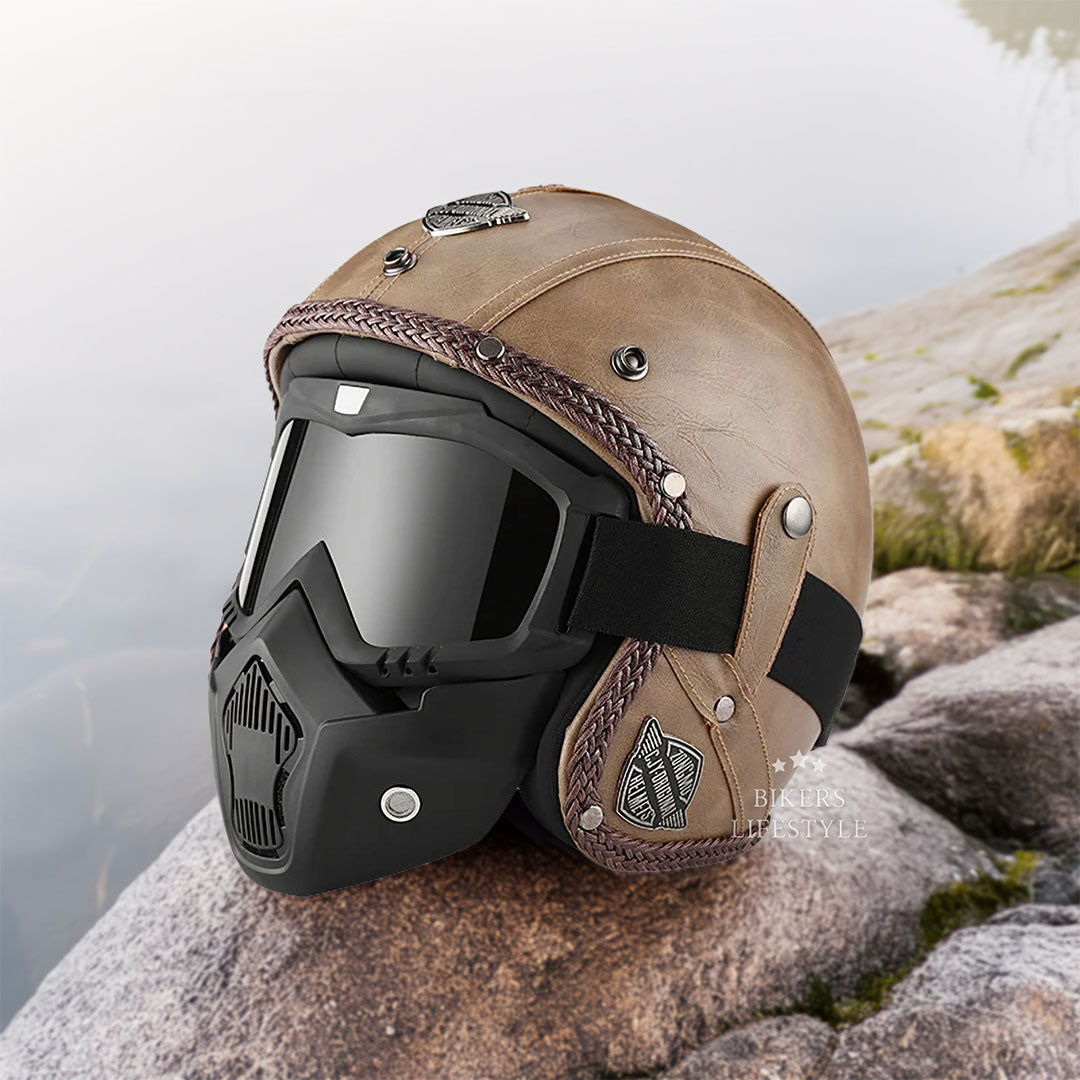Astra Heritage Open Face Motorcycle Helmet DOT and ECE Certified