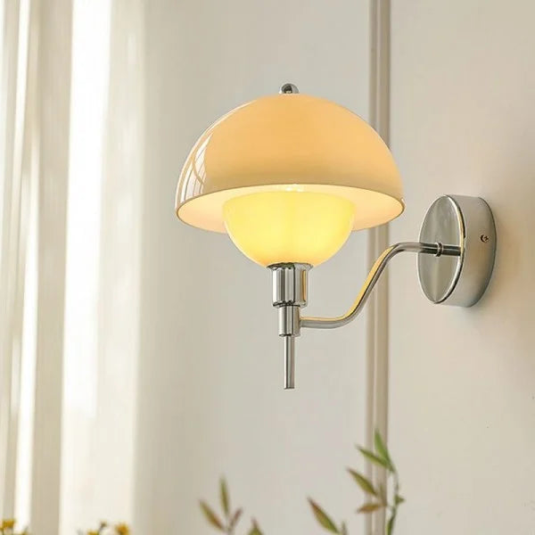 Nástěnné světlo Aurelia Cream Mushroom do chodby s teplým světlem