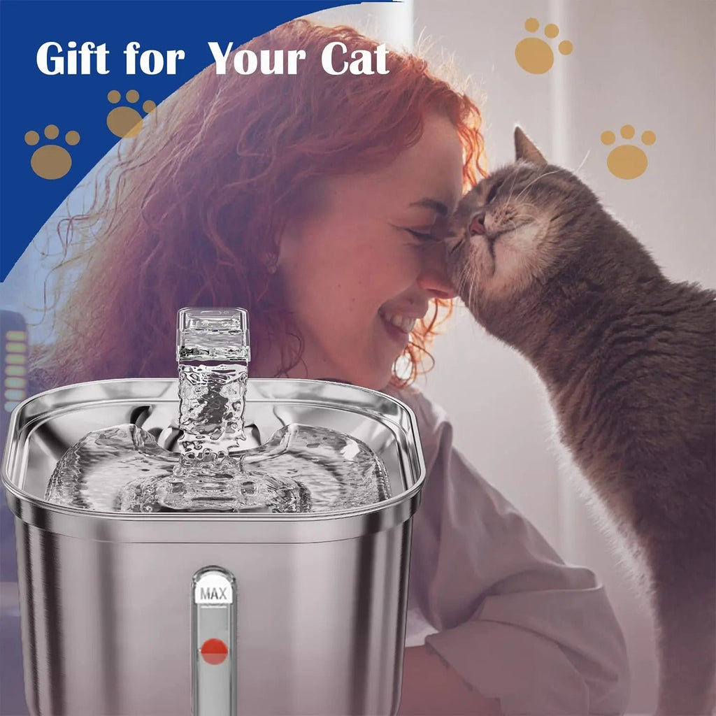 Cat Water Fountain Made Of Stainless Steel With Continuous Fresh Water Flow