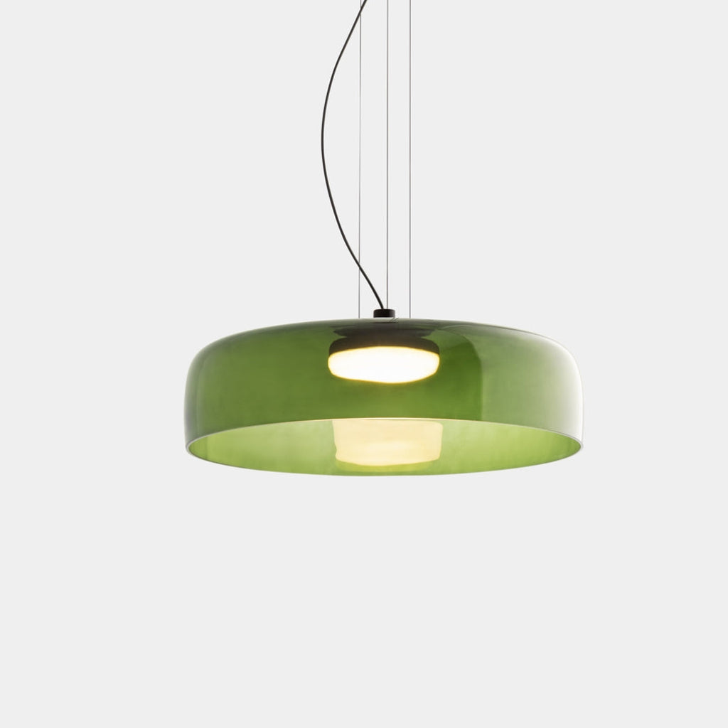 FjordGlow Glass Pendant Light With Metal Shade For Dining Room 110V-120V