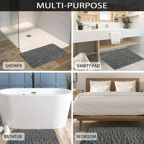 Absorbent Cobblestone Embossed Bath Mat With Anti Slip For Bathrooms