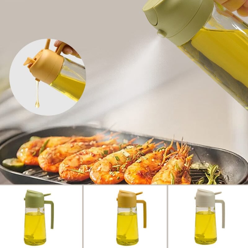 2-In-1 Glass Oil Sprayer And Dispenser For Kitchen Use