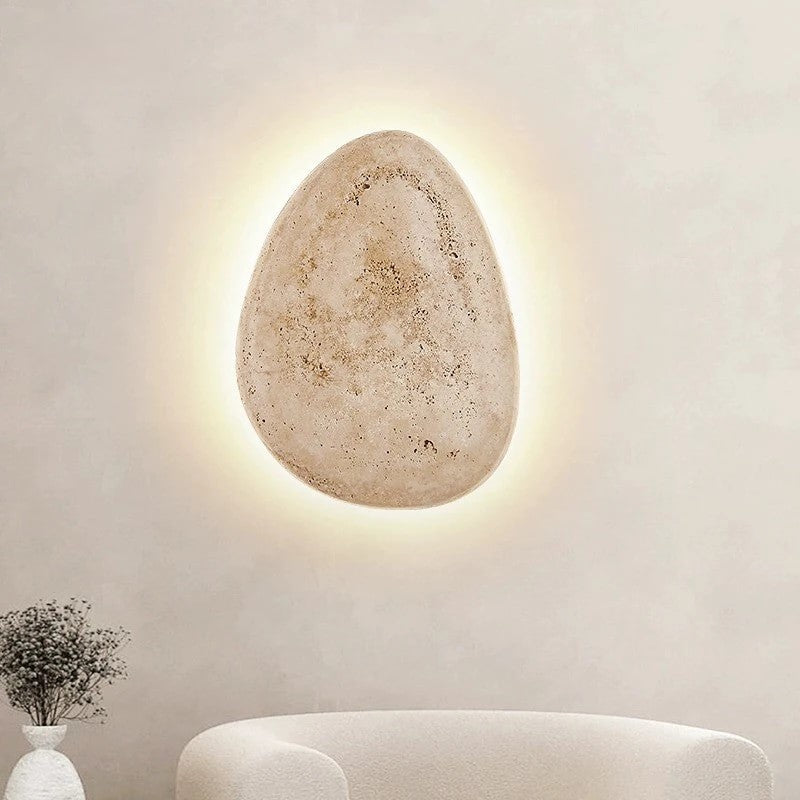 Lyra Stone Floating Wall Light With Textured Cream Shade