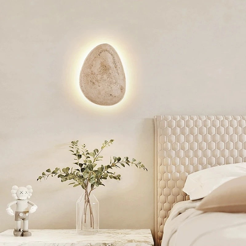 Lyra Stone Floating Wall Light With Textured Cream Shade