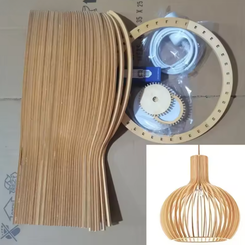 AuroraOak Rustic Wood Pendant Light for Cozy Homes