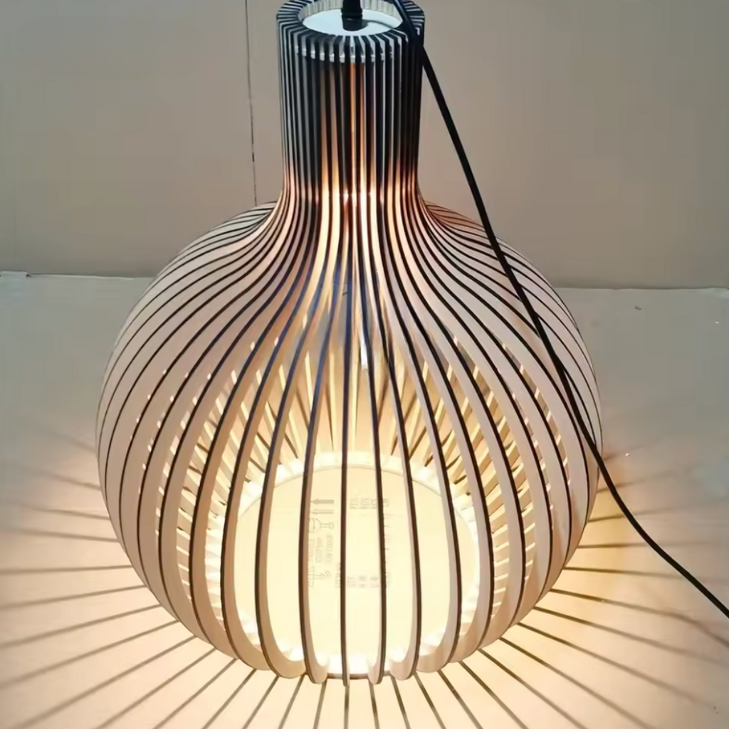AuroraOak Rustic Wood Pendant Light for Cozy Homes