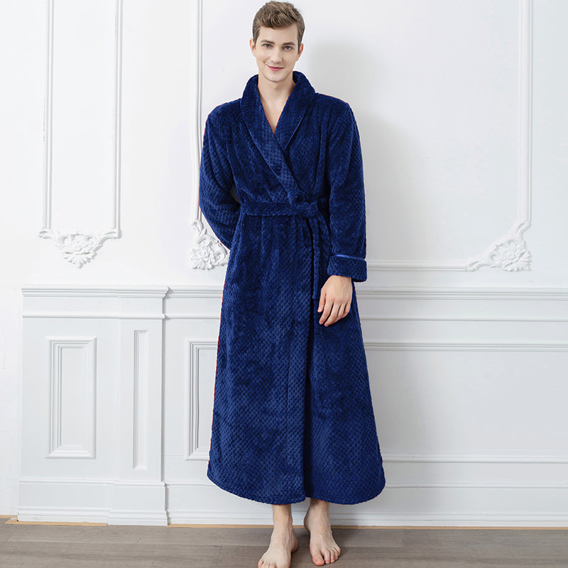 Men's Extra Long Thermal Bathrobe For Cold Winter Mornings