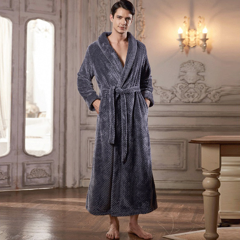Men's Extra Long Thermal Bathrobe For Cold Winter Mornings