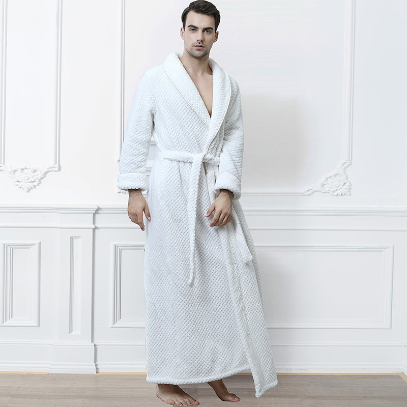 Men's Extra Long Thermal Bathrobe For Cold Winter Mornings