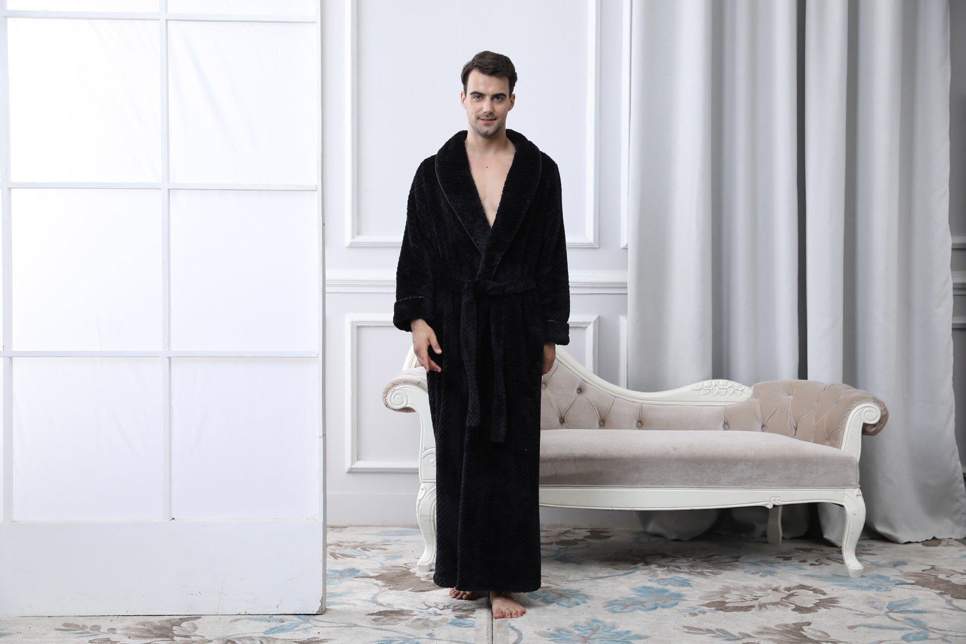 Men's Extra Long Thermal Bathrobe For Cold Winter Mornings