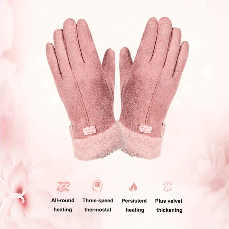 Women's Rechargeable Wool Lined Heated Gloves With Touchscreen