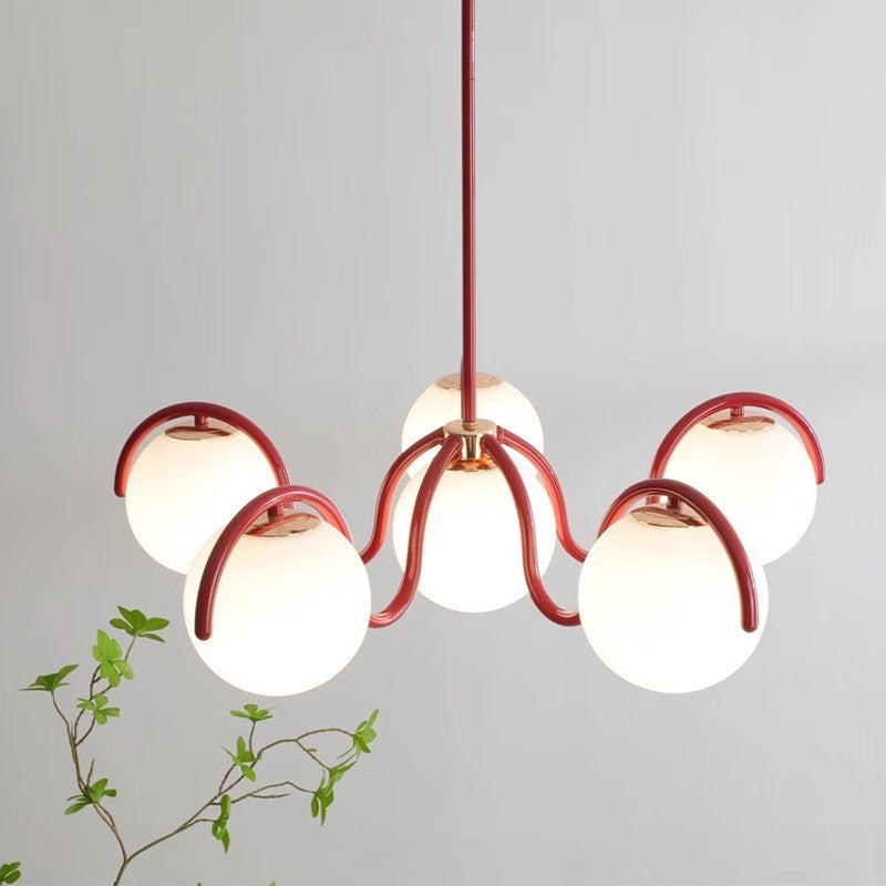 Crimson Curve Glass Globe Pendant Light LumaNova Luxe