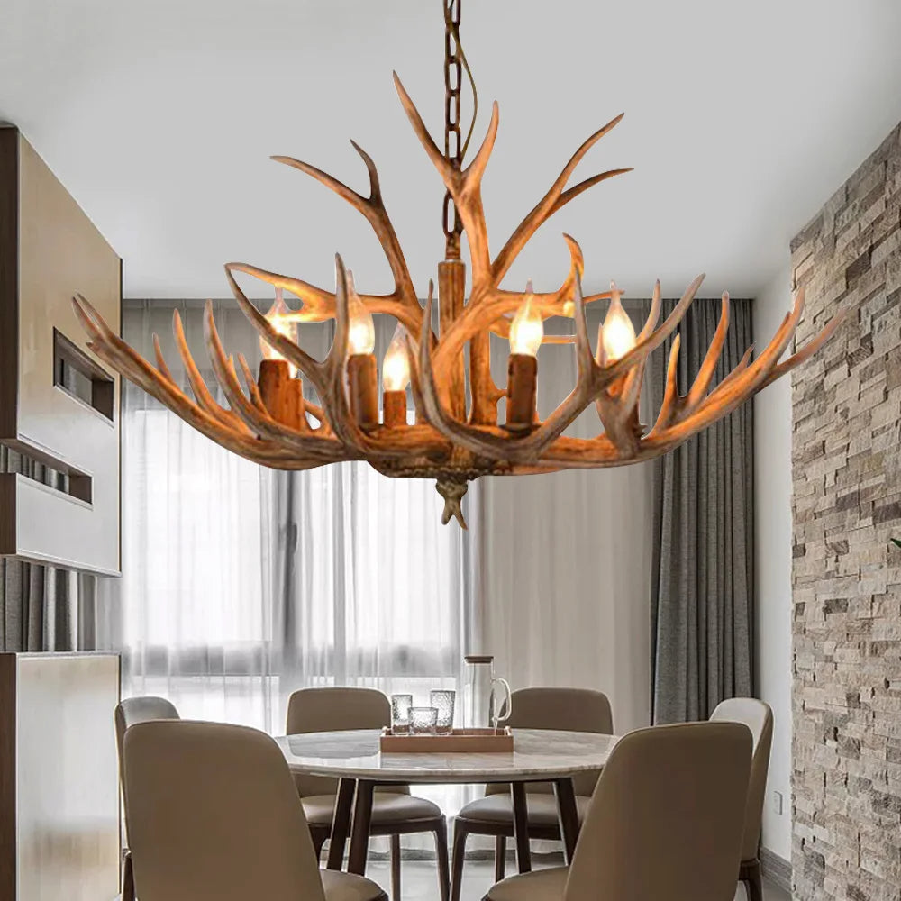SylvanGlow | Rustic Antler Chandelier in Resin Finish