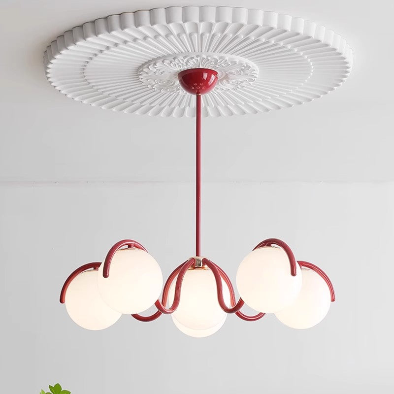 Crimson Curve Glass Globe Pendant Light LumaNova Luxe