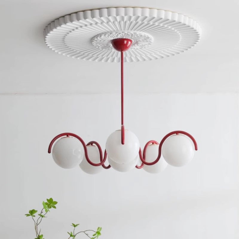 Crimson Curve Glass Globe Pendant Light LumaNova Luxe