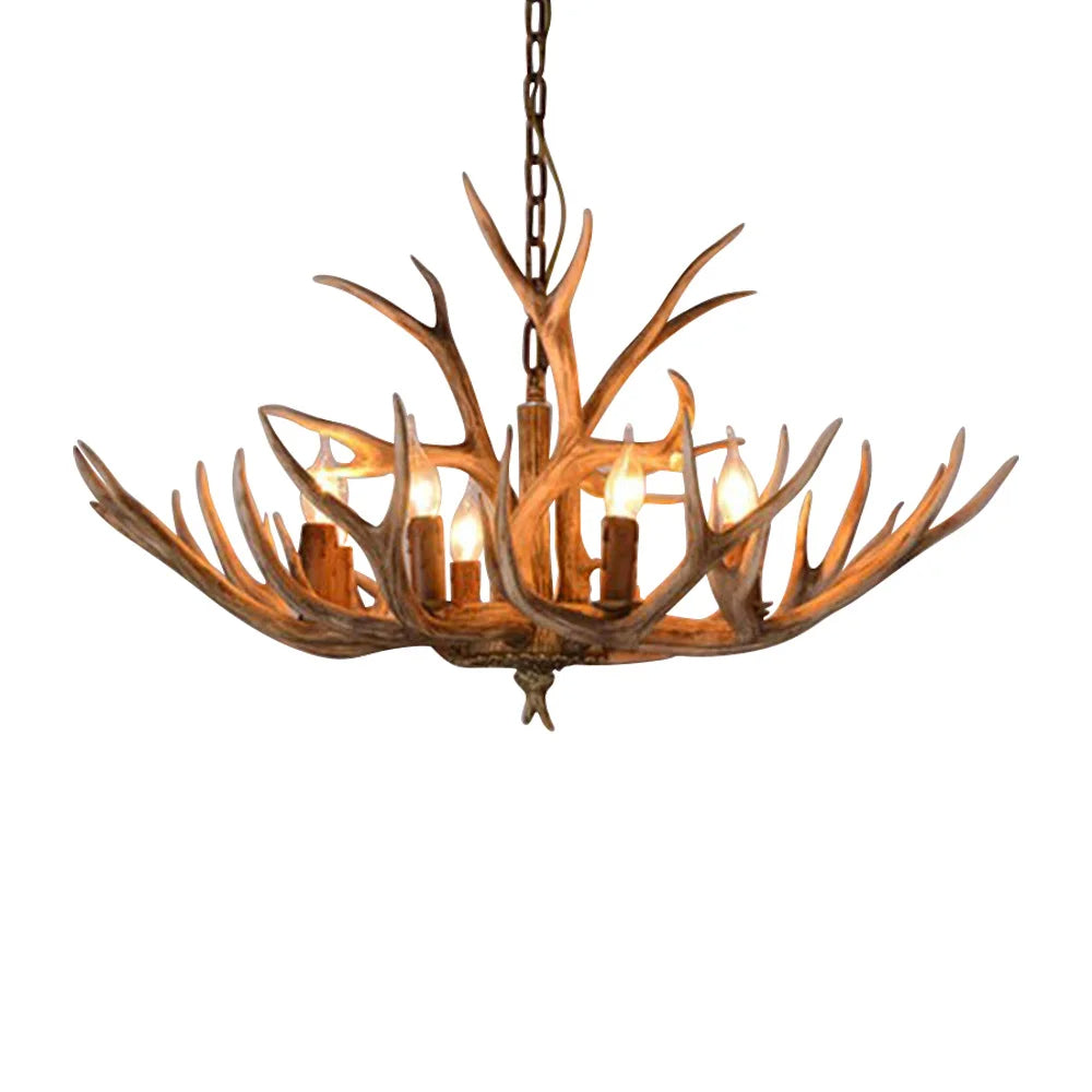 SylvanGlow | Rustic Antler Chandelier in Resin Finish