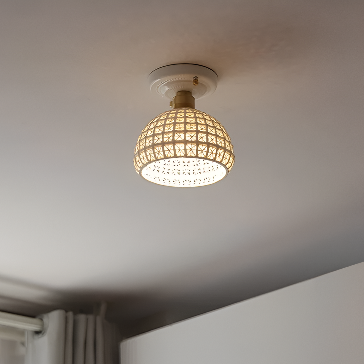 Sylvar Nordic Ceramic Ceiling Light With Brass Trim