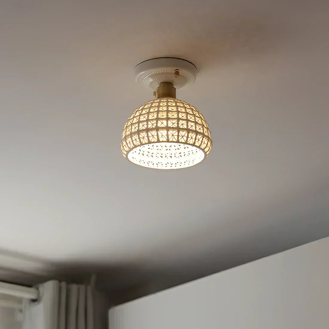 Sylvar Nordic Ceramic Ceiling Light With Brass Trim
