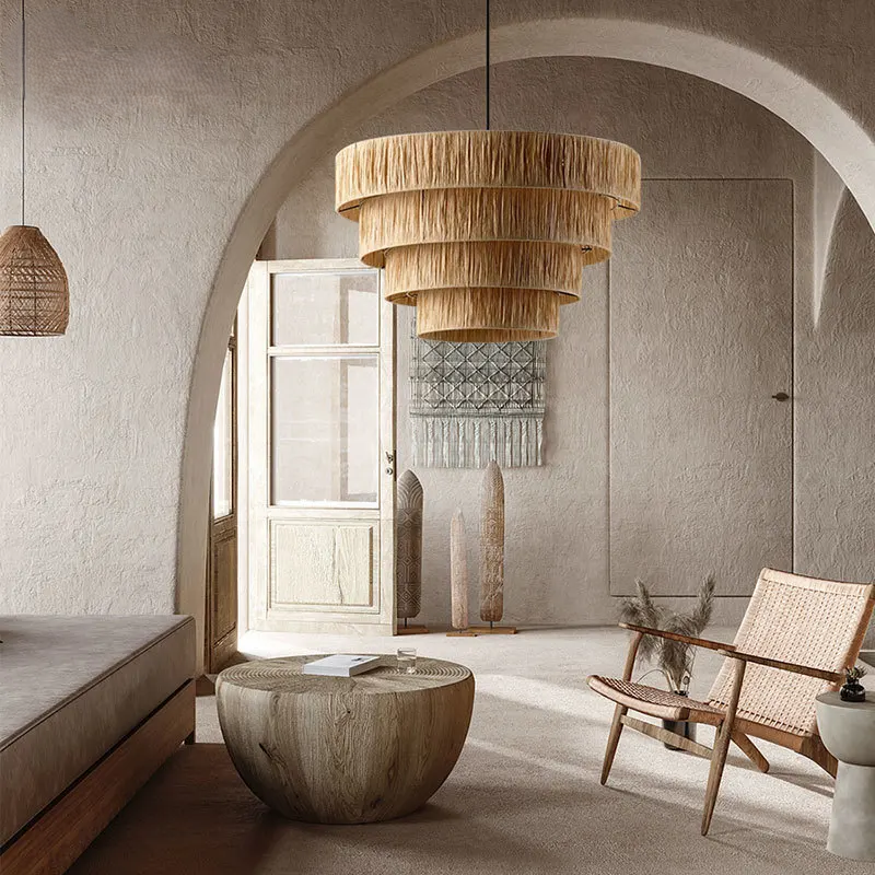 Caelara Rattan Ceiling Light Handwoven For Boho Style Homes