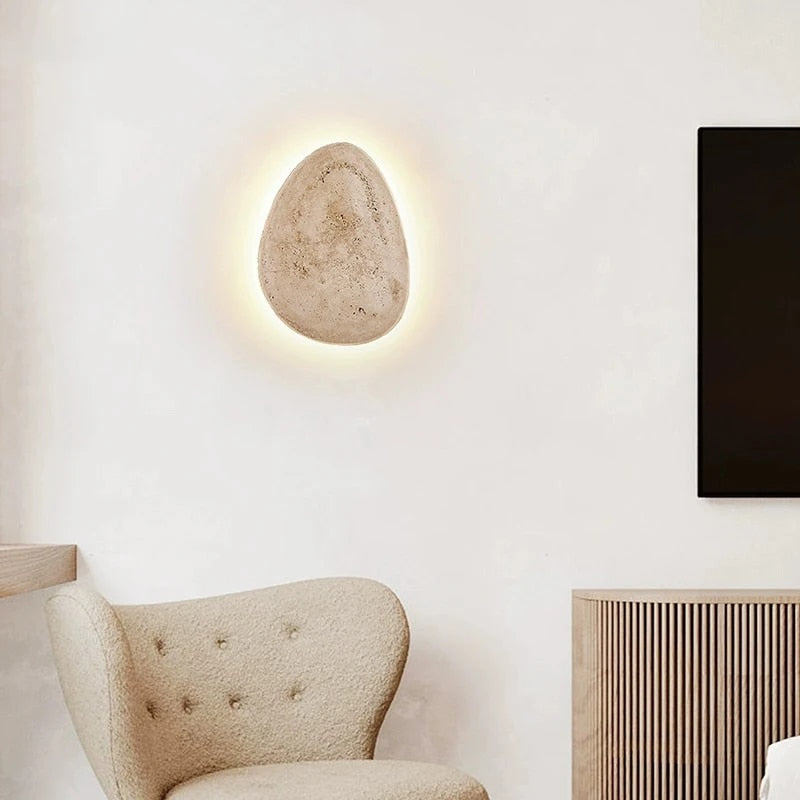Lyra Stone Floating Wall Light With Textured Cream Shade
