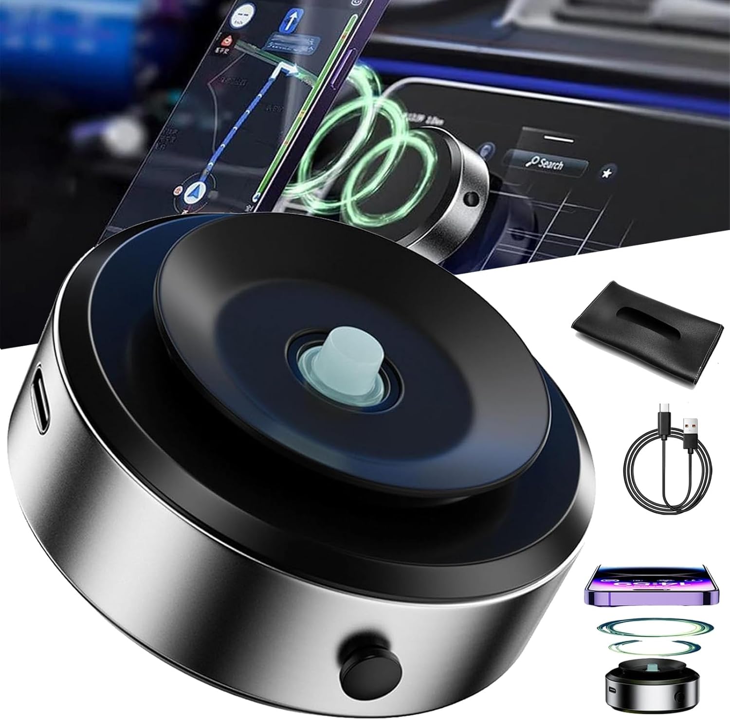 Dual Sided Magnetic Car Phone Mount With Suction Cup