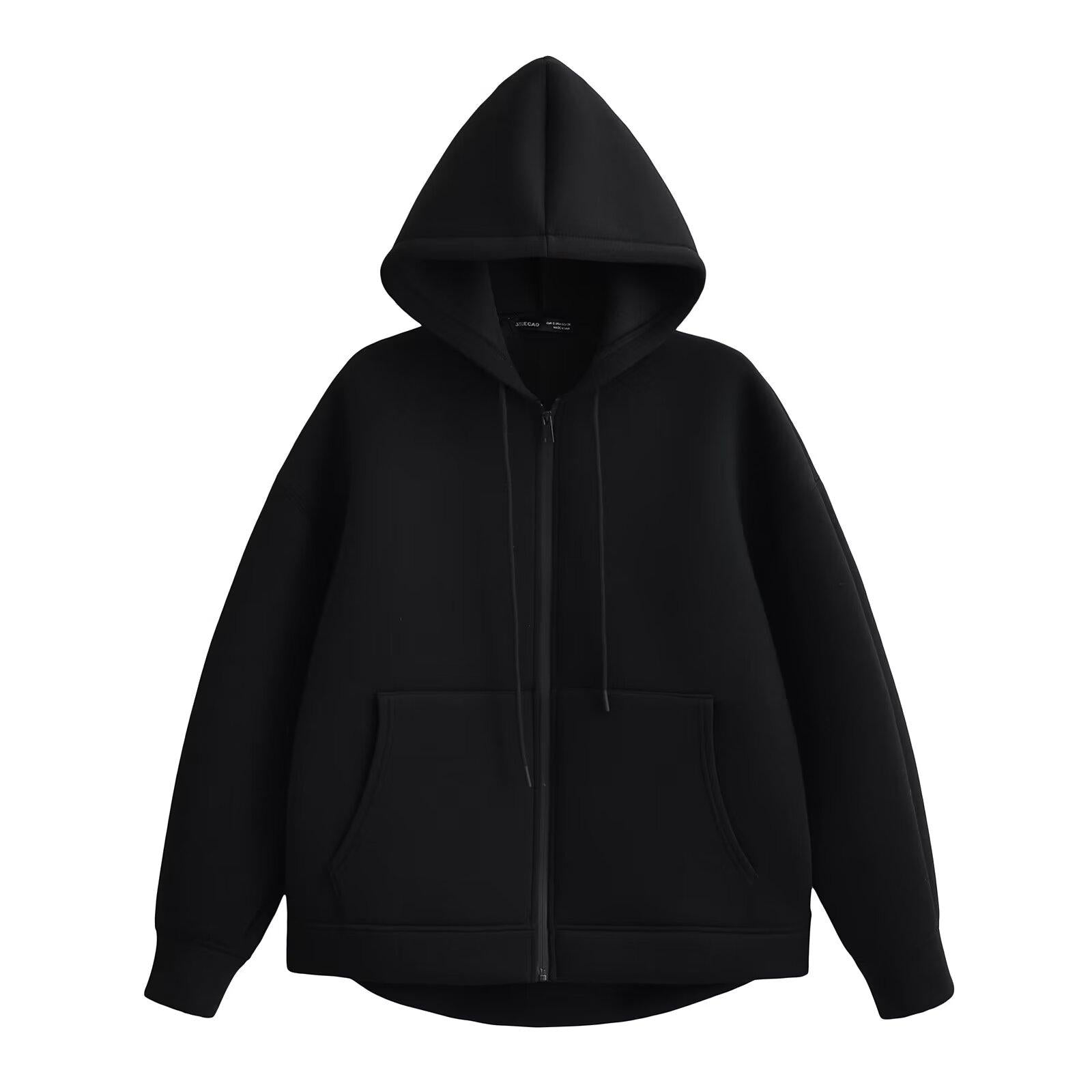 Aster Casual Women's Solid Zipper Hoodie With Big Pockets