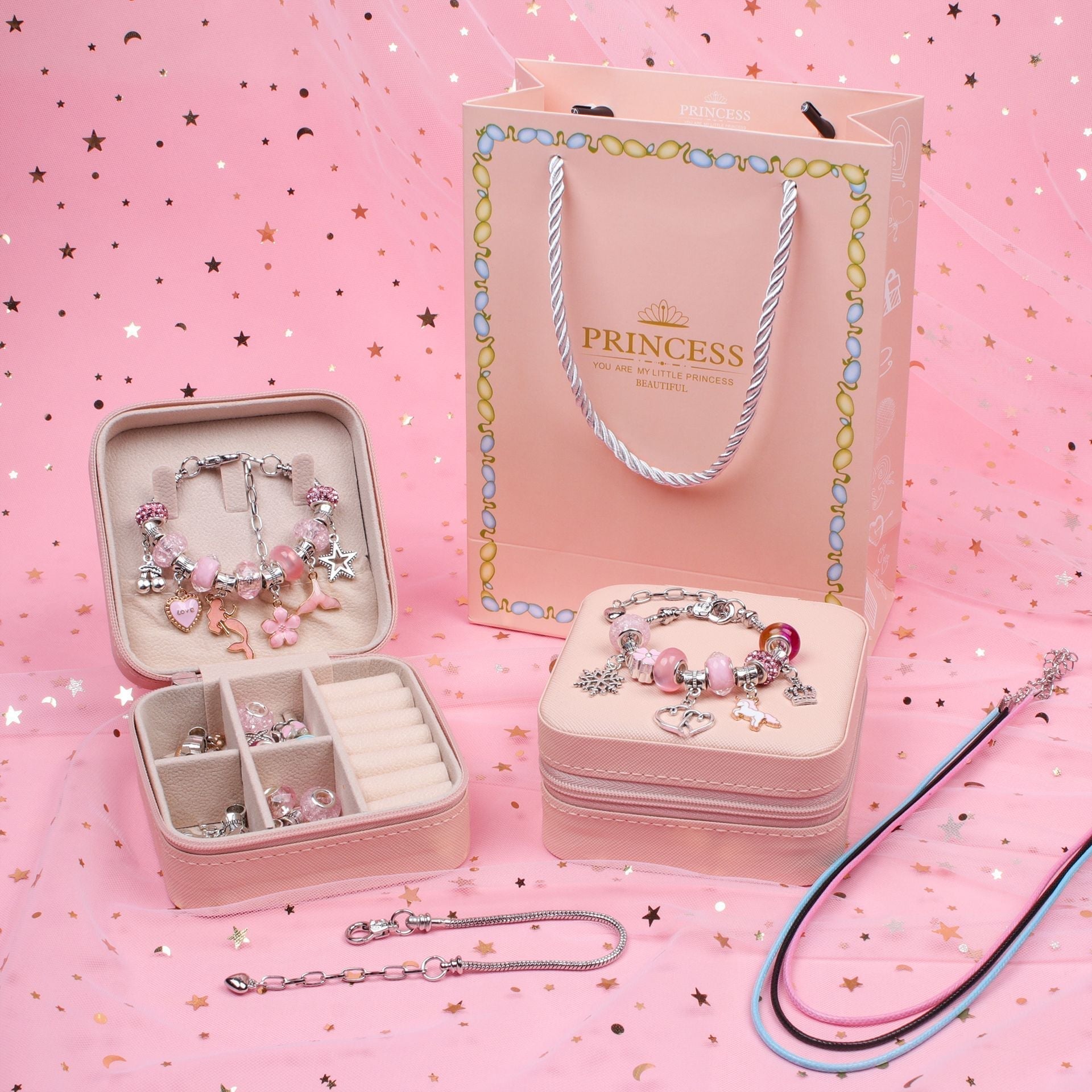 NovaCraft DIY Charm Bracelet Craft Kit For Girls Featuring Alloy Beads And Crystals