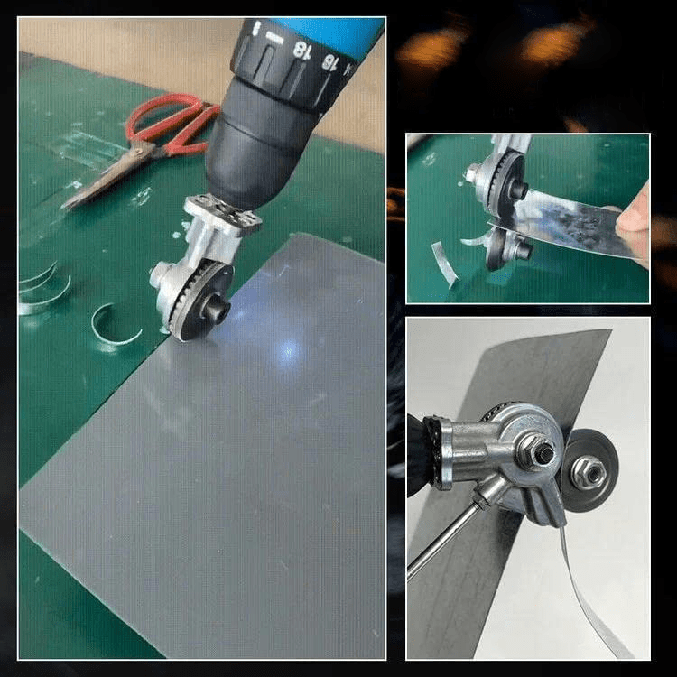 GripGlide Drill Attachment for Safe and Effortless Sheet Metal Cutting