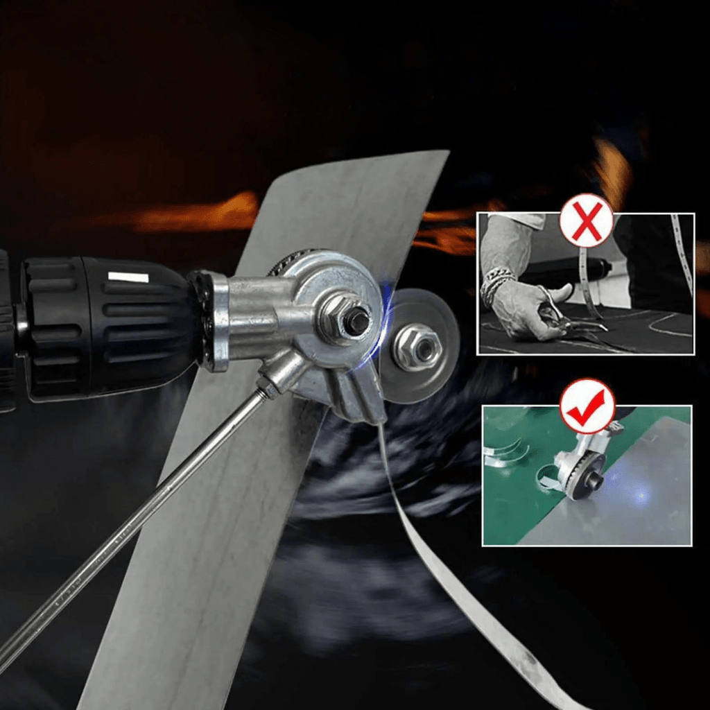 GripGlide Drill Attachment for Safe and Effortless Sheet Metal Cutting