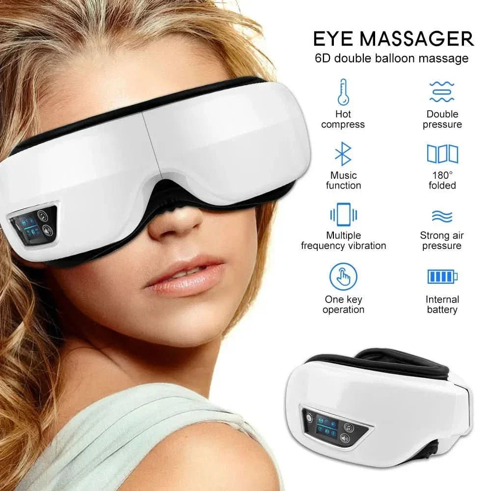 AuraLume 6D Eye Massager With Heat, Vibration And Bluetooth For Screen Weary Eyes
