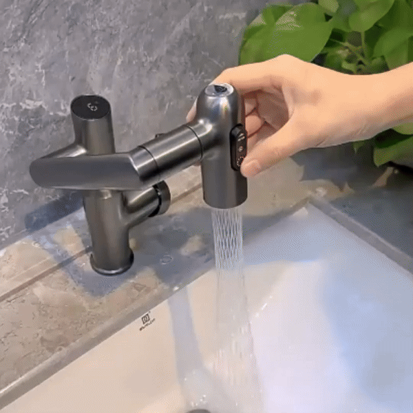 FlowMatrix 360 Degree Swivel Faucet With Adjustable Height And Temperature Display