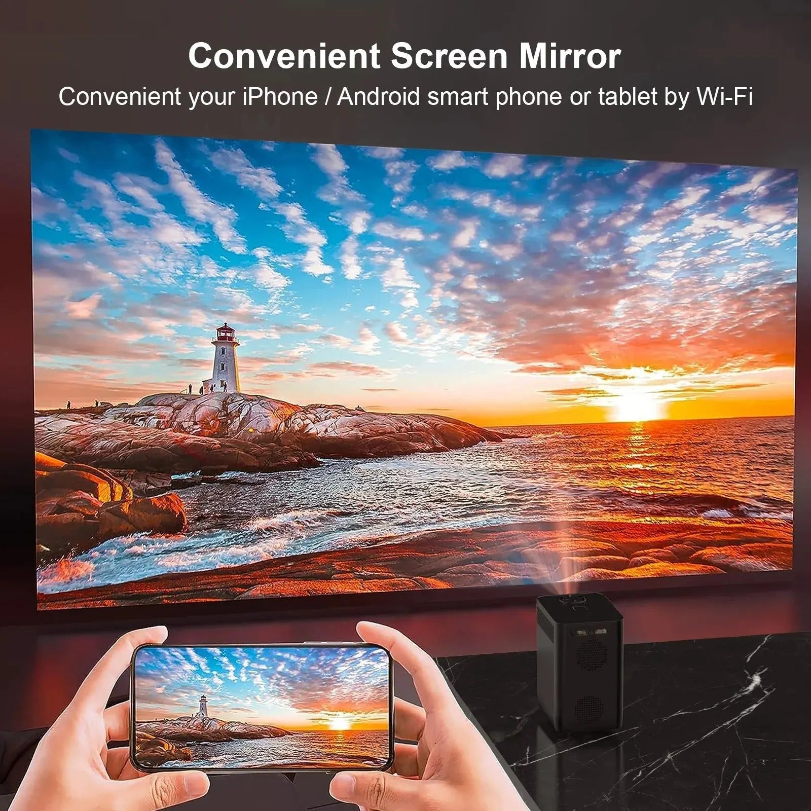 Přenosný 4K WiFi projektor s Androidem pro cestování a zábavu na cestách
