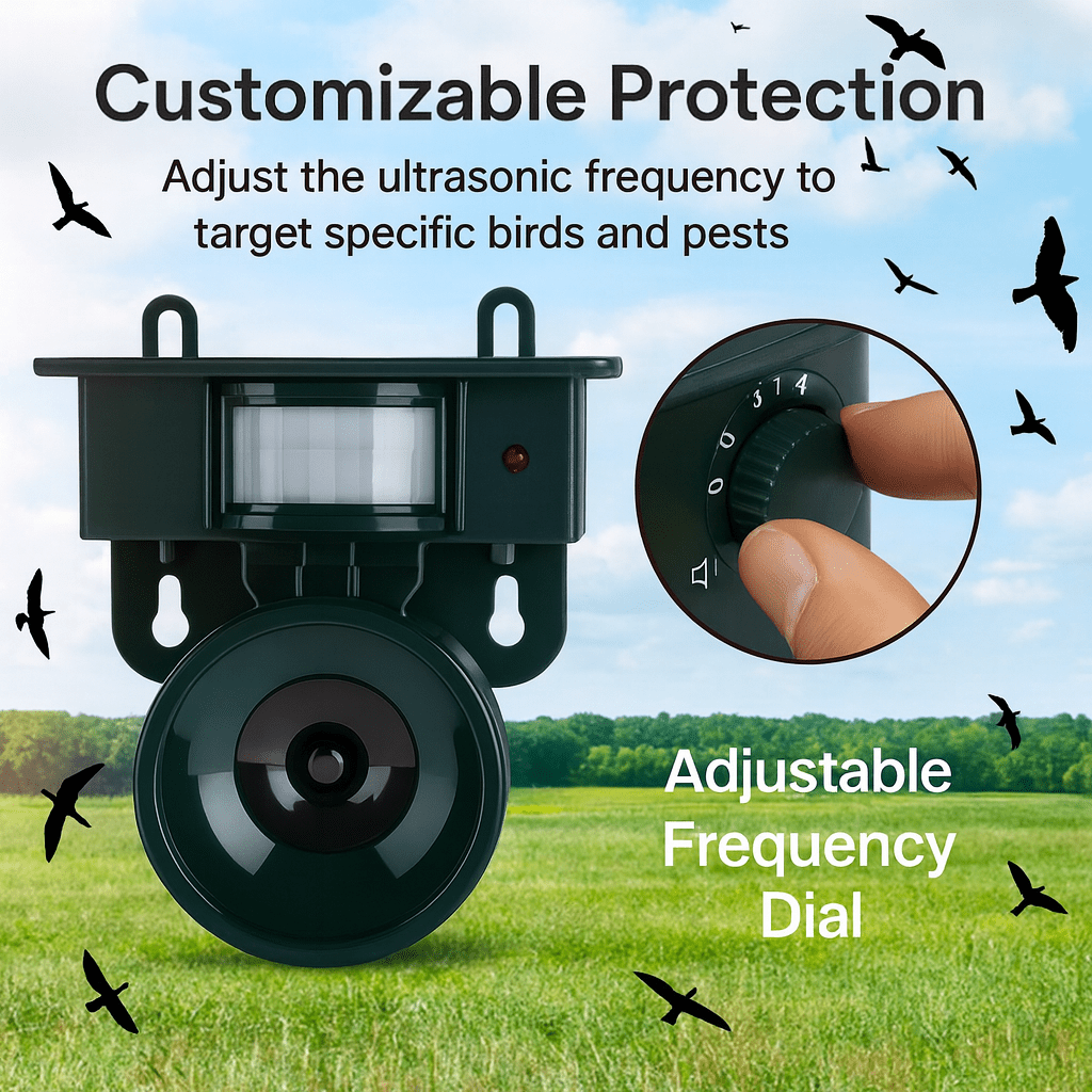 دفع‌کننده پرندگان فعال‌شونده با حرکت FeatherGuard Pro برای فضاهای بیرونی آرام و تمیز