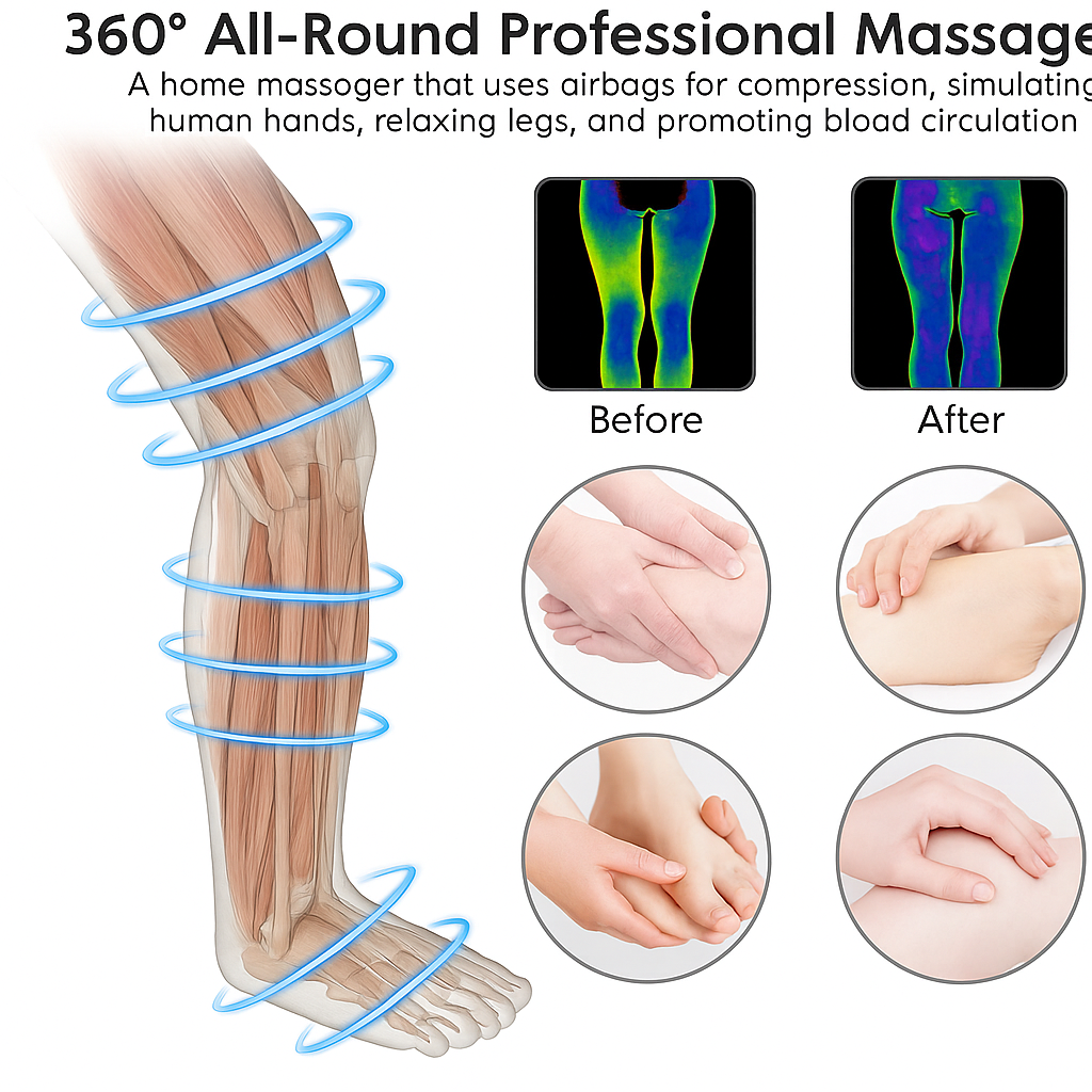VigorFlow Air-C Full Leg Compression Massager Device
