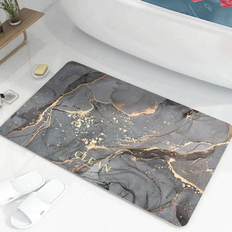 Aurora Marble Bath Mat With Anti-Slip Quick-Dry Surface