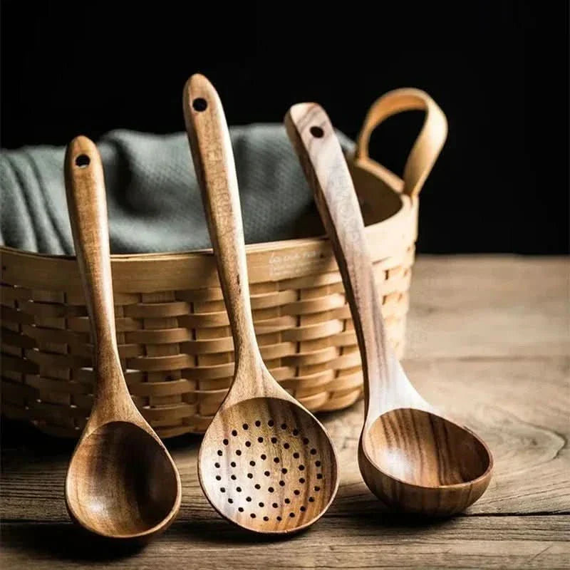 Everwood Sustainable 5-Piece Teak Wood Kitchen Utensil Set