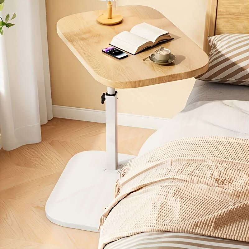 AeroLift Adjustable Sofa and Bed Side Table With Wooden Top