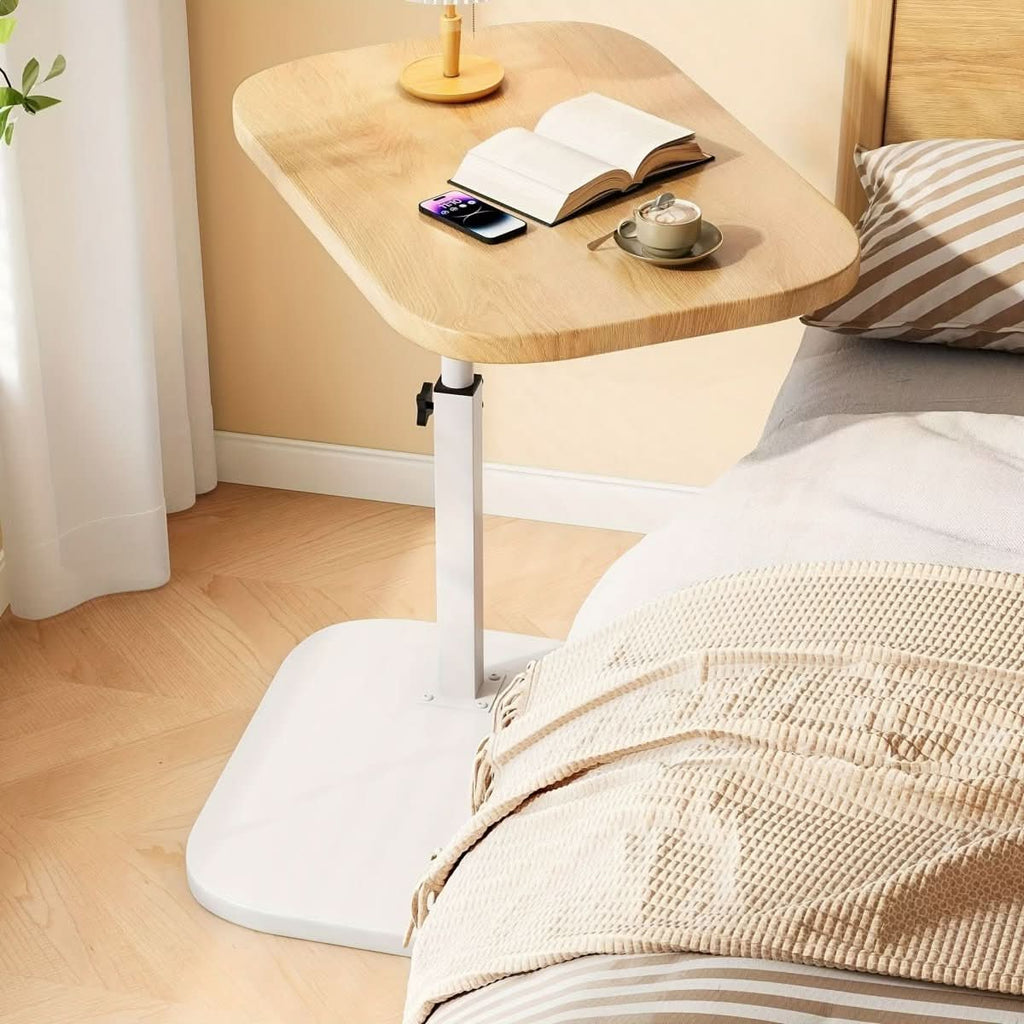 AeroLift Adjustable Sofa and Bed Side Table With Wooden Top