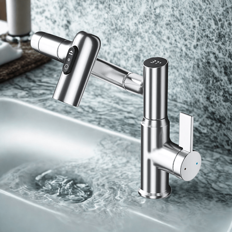 FlowMatrix 360 Degree Swivel Faucet With Adjustable Height And Temperature Display