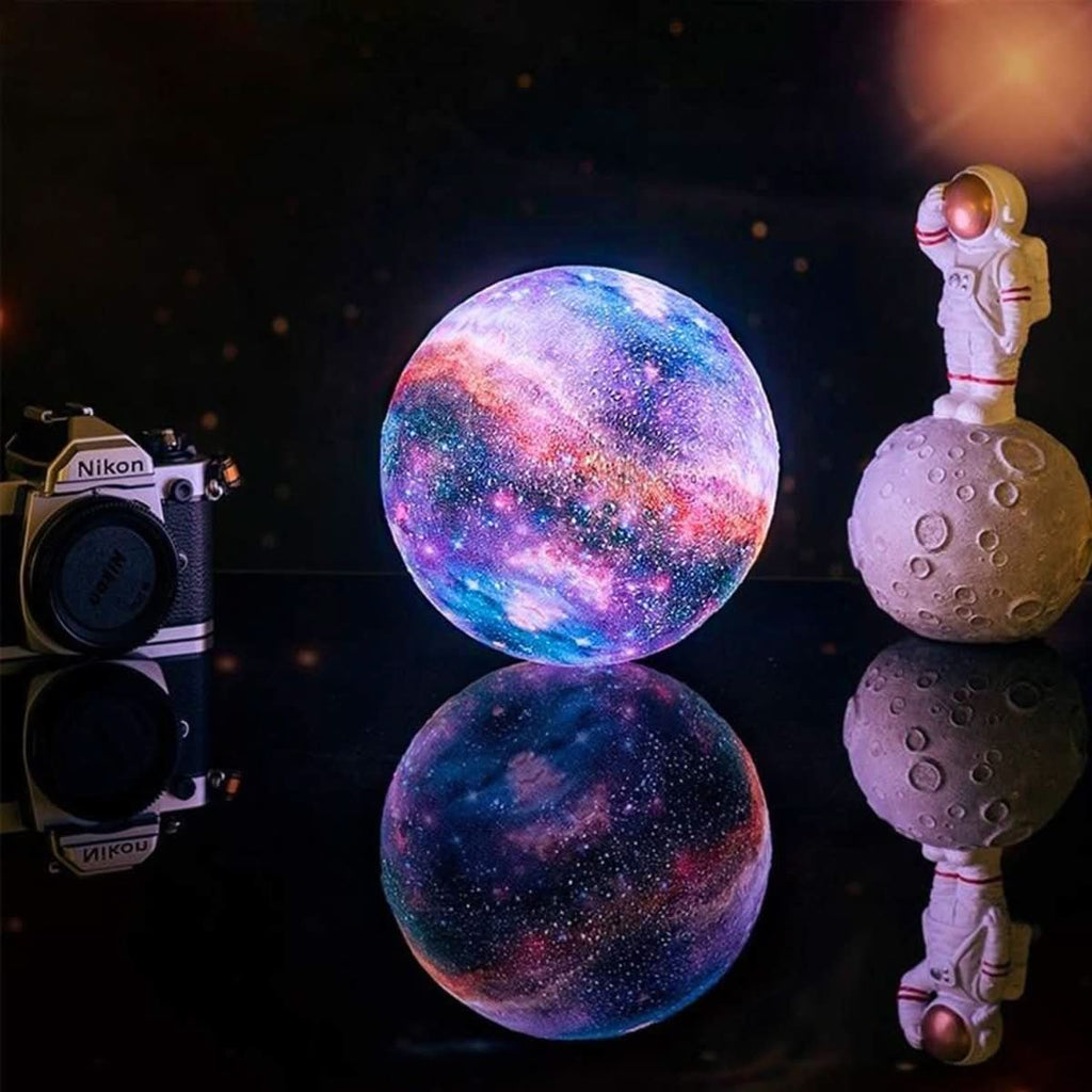 Aurora Moon Lamp 3D tištěná lunární lampa s 16 barvami, dřevěným stojanem a dálkovým ovládáním